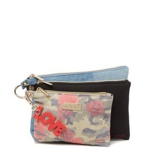 Clutch Trio With Key FOB Denim